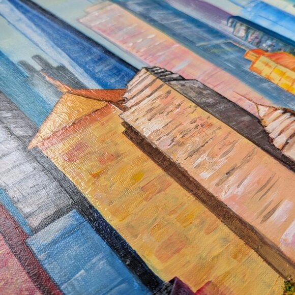 Original Colorful Acrylic Painting New York City Skyline From Central Park 30x24 - Picture 9 of 14